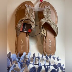 West Loop Gold and Tan Sandals size S - NWT